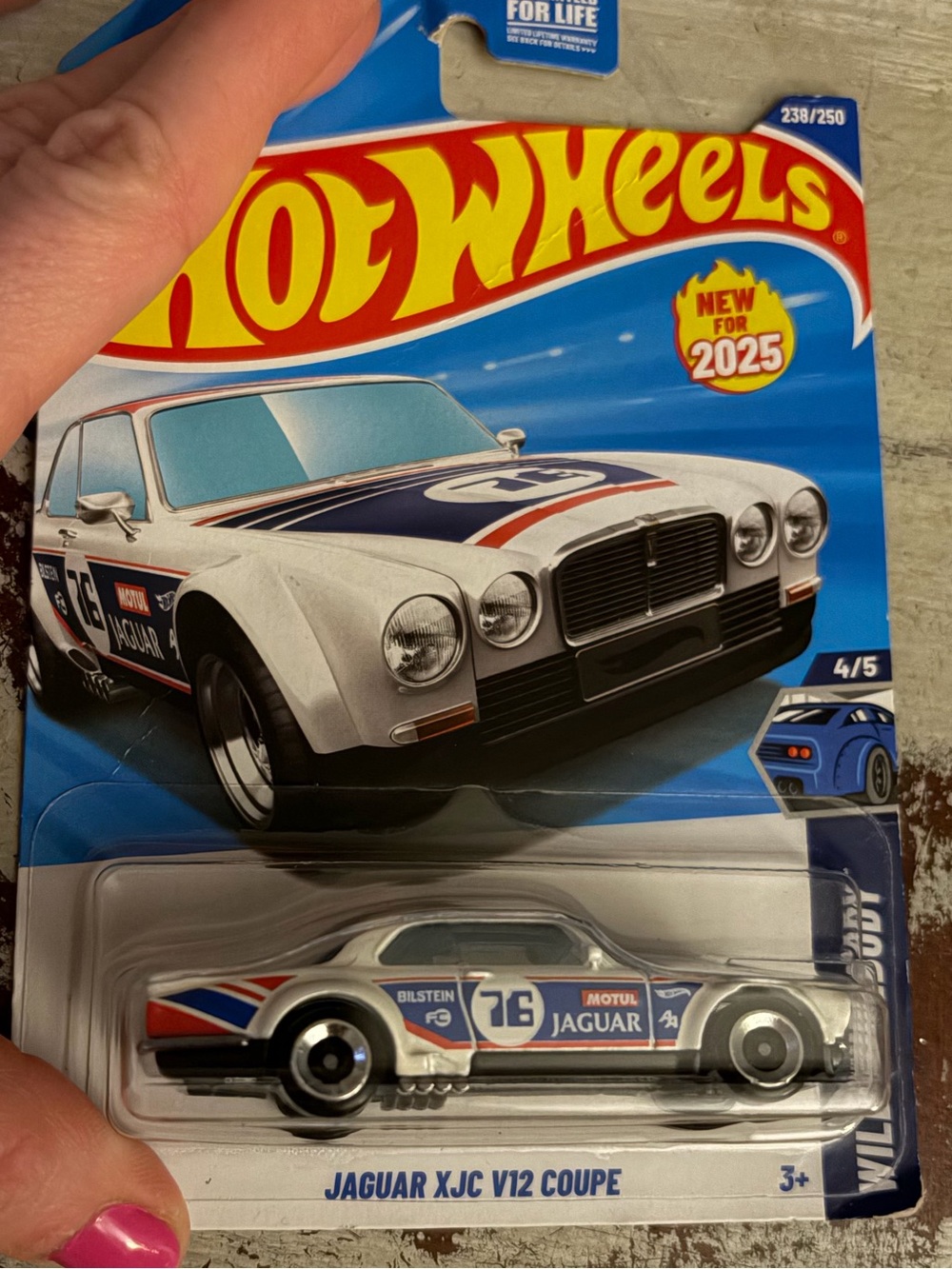 NEW Hot Wheels Jaguar XJC V12 Coupe White/Blue Racing Die-Cast Collectible GIFT